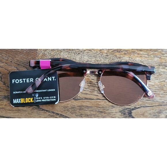 Foster Grant Pink Tortoise Shell/Rose Gold Mirrored Sunglasses 100%UV MaxBlock - Picture 3 of 6